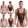 Mens Transparent Tight Bodysuit Sexy Partywear Mesh Thong Muscle Display Stretchy Clubwear
