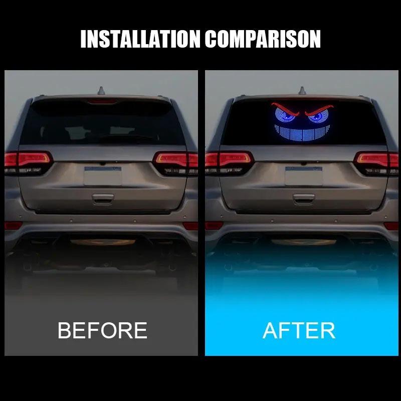 USB Flexibilní LED Displej na čelní sklo pro auta Animované Blikající Démonické Oči General Motors Přední a Zadní Dynamické Světlo Bezpečnostní Výstražné Nálepky