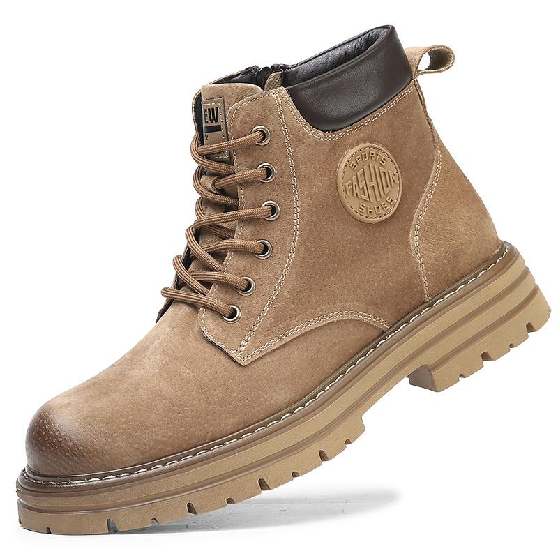 Fashion Men's Retro Suede Work Boots Thick-soled Anti-slip Outdoor Casual Shoe Comfortable and Durable Short Boots for Autumn and Winter