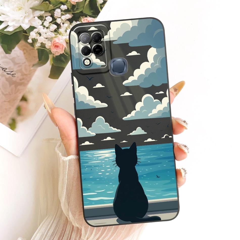 For Infinix Hot 10T 10S NFC 10i X659B X658E X689 X689C Cute Cat Flower Butterfly Cartoon Shockproof Soft Silicone Phone Case