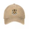 Tiger Head Print Black Cap  New Vintage Washed Cotton Baseball Cap Parent Kids Sun Hats