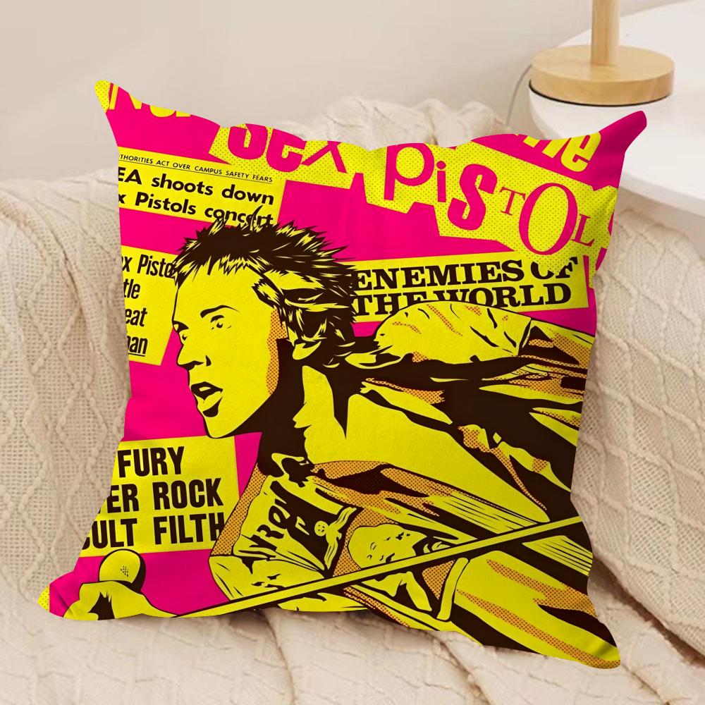 S-Sex pistols Rocková kapela Povlak na polštář Měkký plyš Oboustranně potištěný Polštář na pohovku Povlak na polštář | Útulná celoroční dekorace Dárek