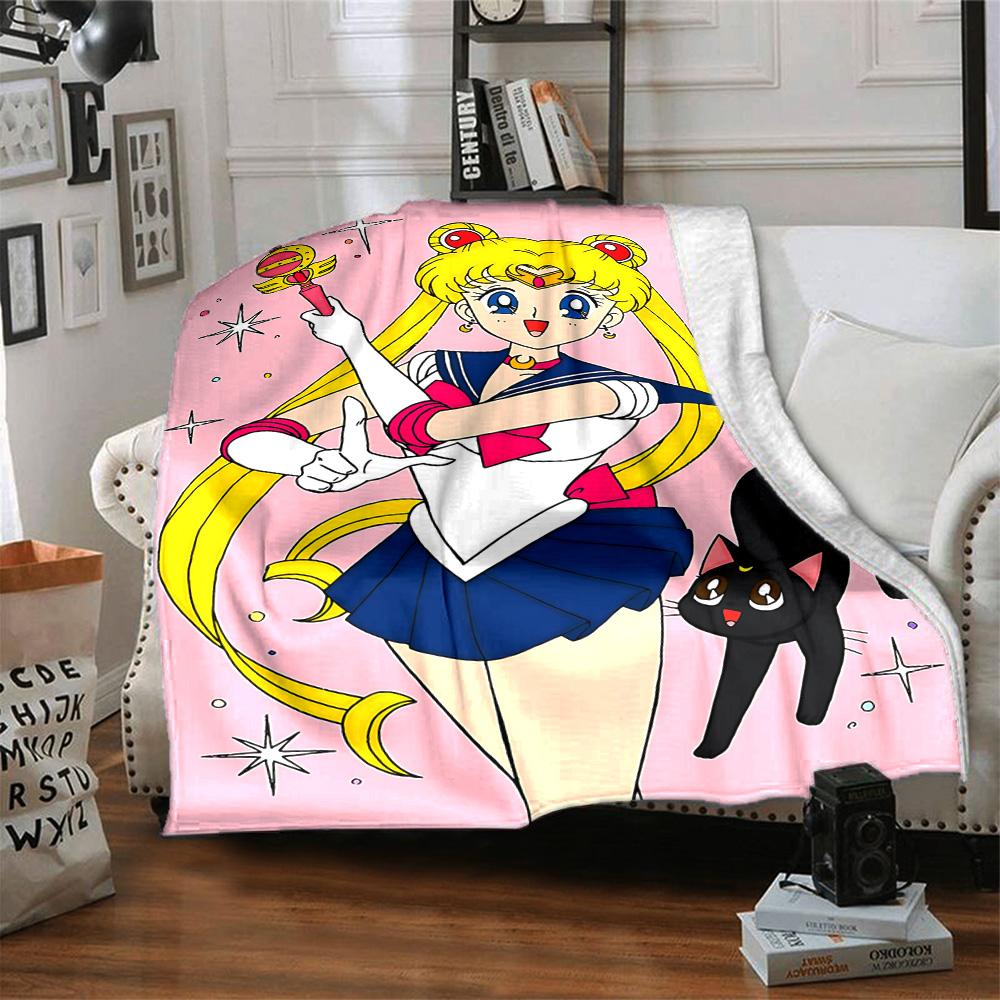 1pc Moonlit Sailor Magic flannel Blanket for Super Soft Cute Comfort Blanket for Travel Bedding Couch Sofa Blanket Y73025
