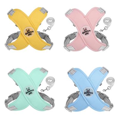 Dog Harness All-Weather Vest with Metal D-Ring Reflective Soft Harnesses with Leashes for Small Medium Dogs