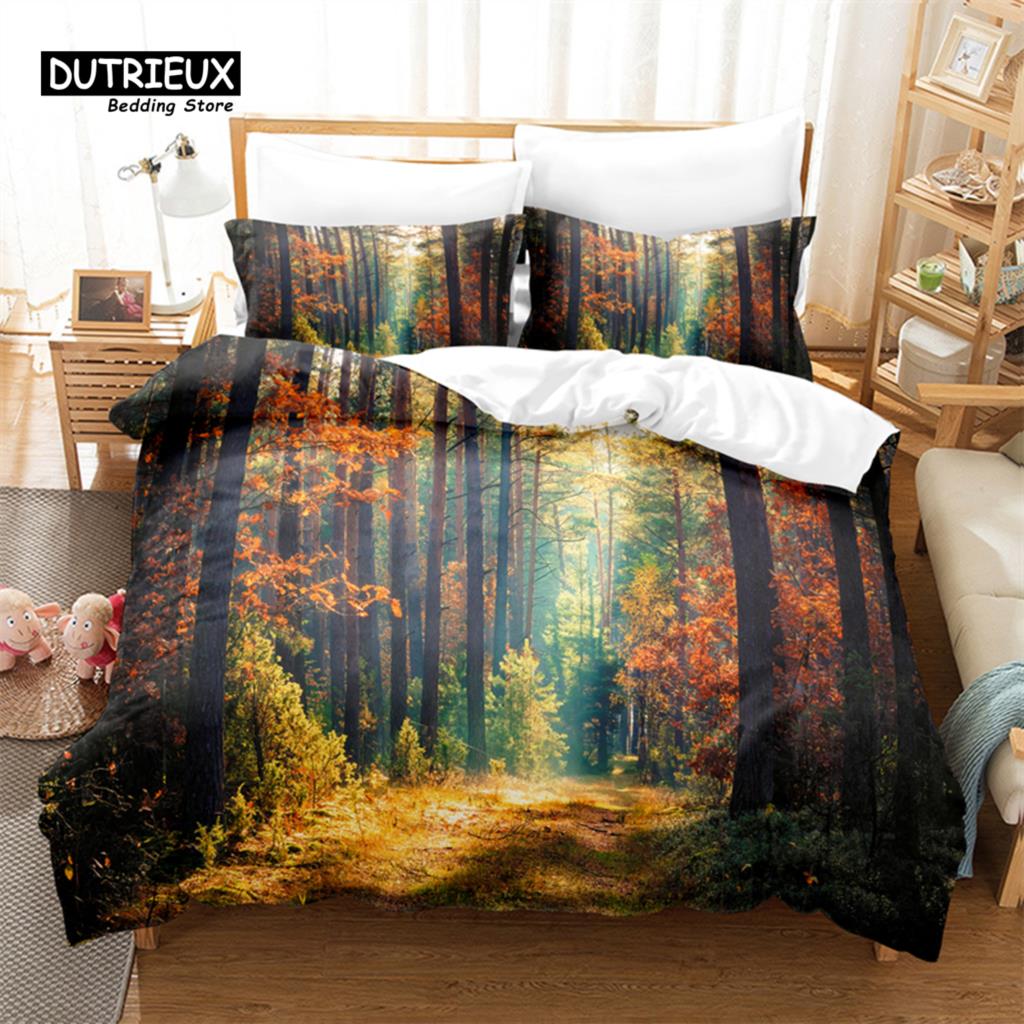 Cactus and Woods Duvet Cover Set, Fashion Bedding Set, Soft Comfortable Breathable Duvet Cover, For Bedroom Guest Room Decor