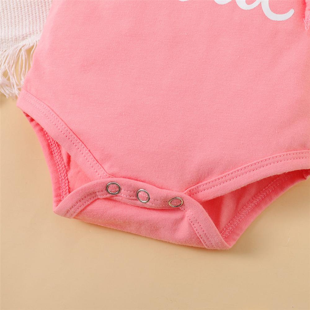 Fashion Letter Print Ruffle Sleeve Baby Bodysuit + Shorts +Headband 3PCS for 0-18M Newborn Baby Girl Outfit Summer Casual Clothes Set