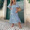 Bohemian Plus Size Women's Lantern Sleeve Dress