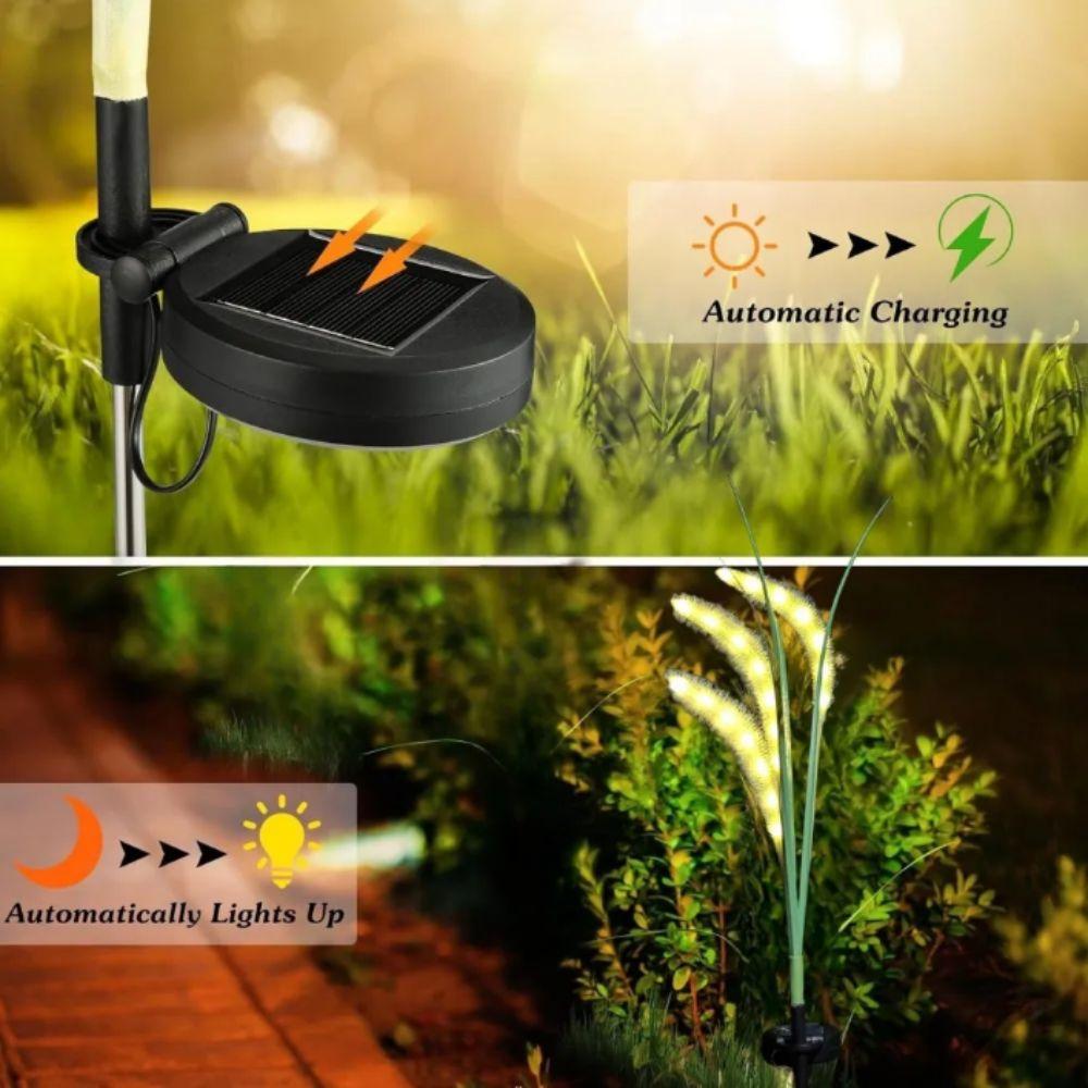Solar Powered Solar Powered Light LED Light Waterproof Dog Tail Grass Lamp Fiber Optic Ground Plug Garden Decor Yard Decor