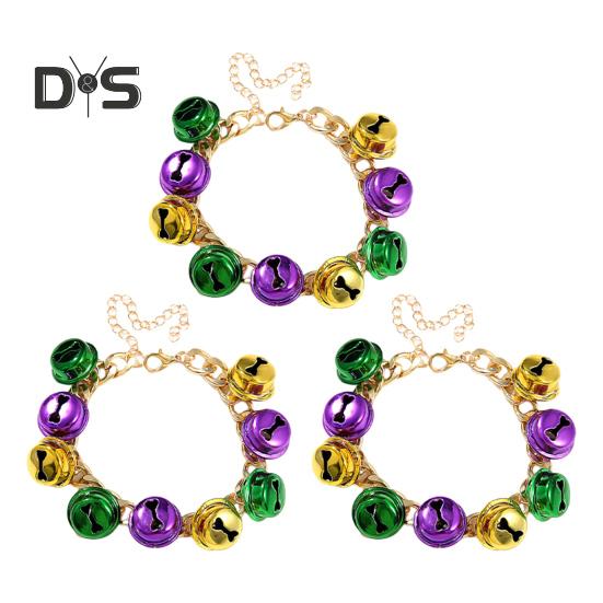 

Комплект из 3 браслетов с разноцветным кулоном-колокольчиком, регулируемой длины, с удлиненной цепочкой, блестящие металлические колокольчики с чистым звуком, подарок на рождественские праздники 3pcs