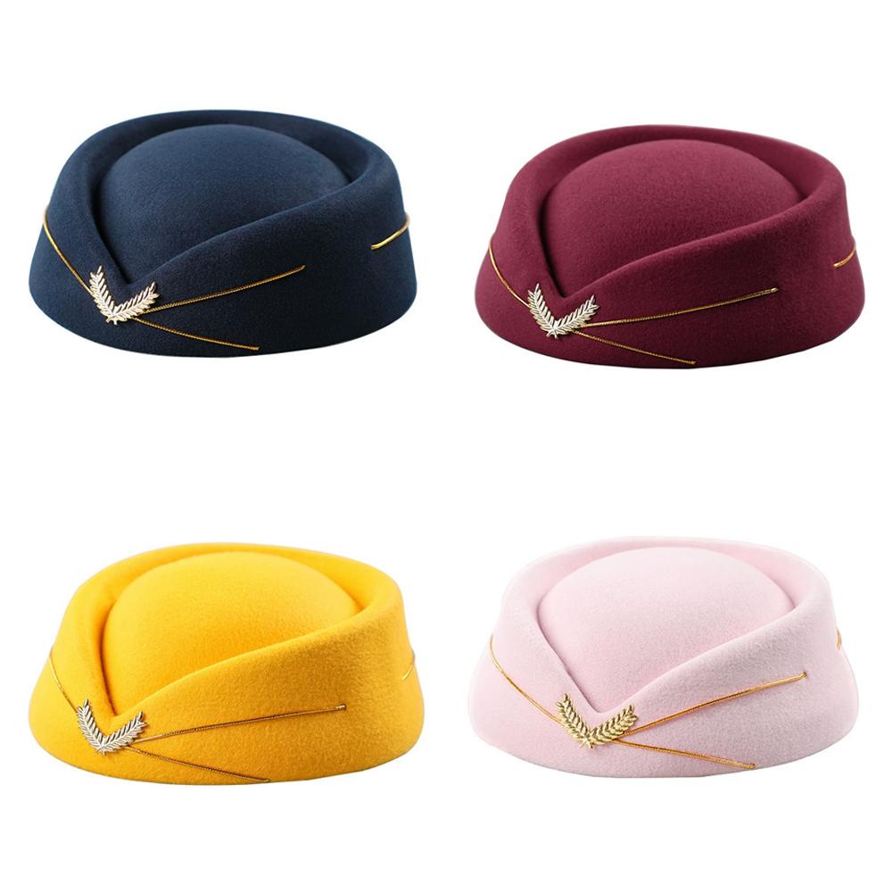 Stewardess Hat Beret Hat Women Air Hostesses Hat Party Cosplay Formal Uniform Caps Accessory Party Hats Costume