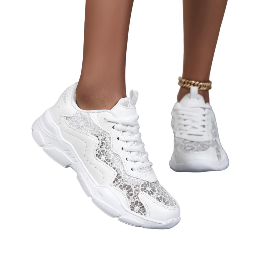 Women's Lace Dad Sneakers Lightweight Breathable Casual Athletic Shoes with Chunky Sole for Walking and Everyday Wear