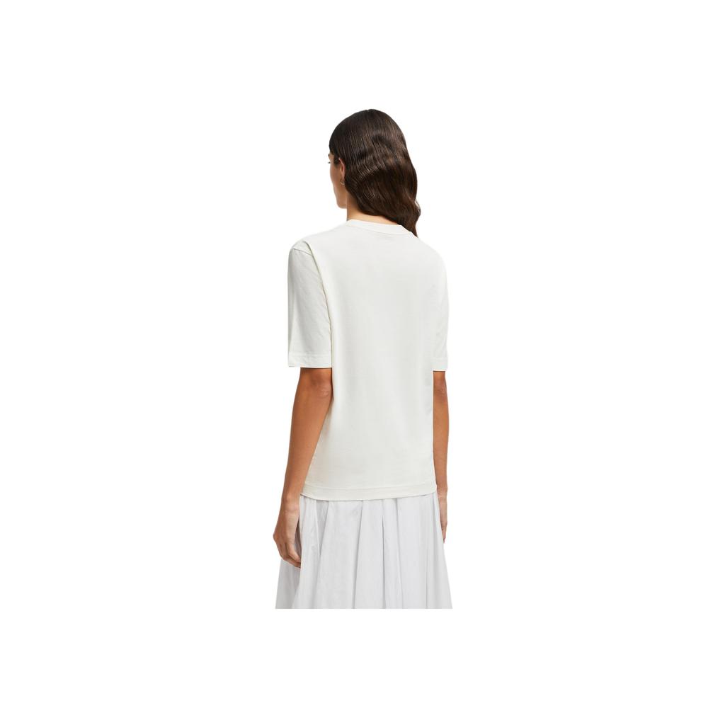 Moncler Round Neck Simple Comfortable Short Sleeve Drop Shoulder T-Shirt Women T-Shirt White K1-093-8C00005-89A17-034