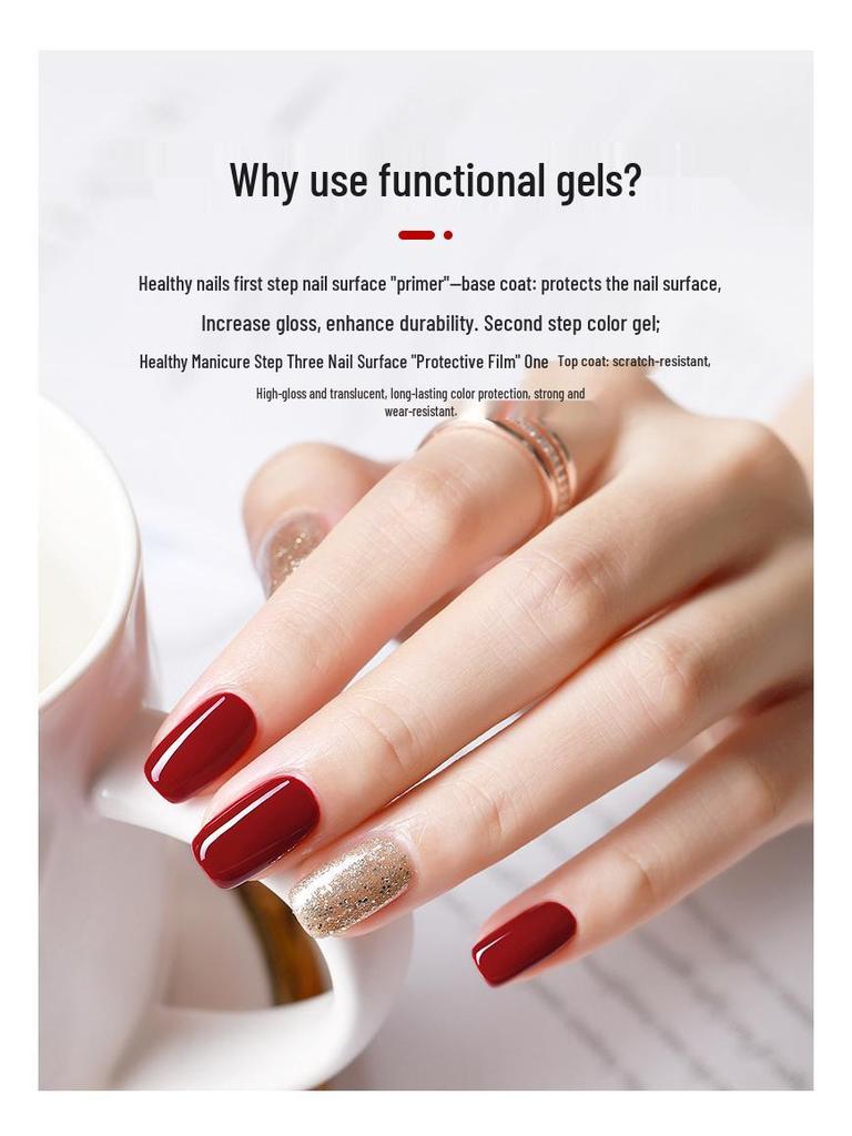 AS Nail Art Anti-Lift Gel No-Wipe Top & Base Coat Light Therapy Transparent Set - Long-Lasting Strengthening.