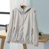 Women's Plus Size Summer Sun Protection Jacket Quick-Dry Breathable UV Protection Solid Color Outerwear for Moms