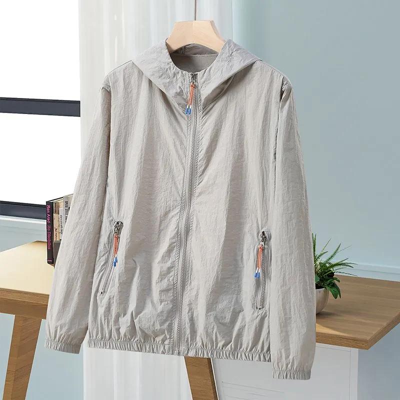 Women's Plus Size Summer Sun Protection Jacket Quick-Dry Breathable UV Protection Solid Color Outerwear for Moms