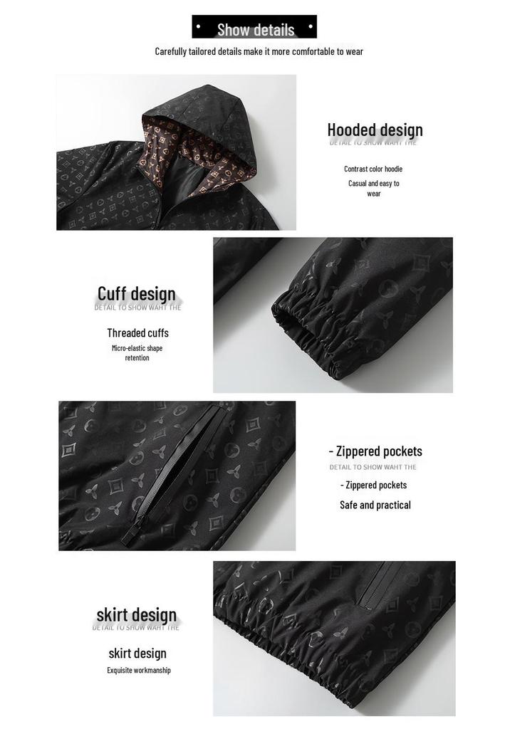 European High-End Jacquard Hooded Streetwear Jacket - Men's Trendy Fashion for Spring/Autumn 2024