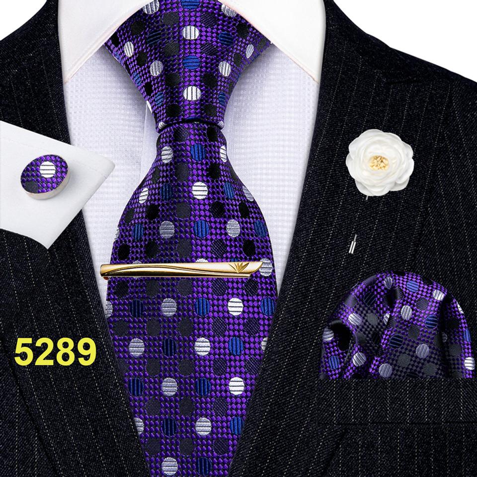 Modische Herren-Krawattenstangen mit Boutonniere-Hochzeit, formelle Seidenkrawatte, Taschentuch-Manschettenknöpfe, Designer-Set