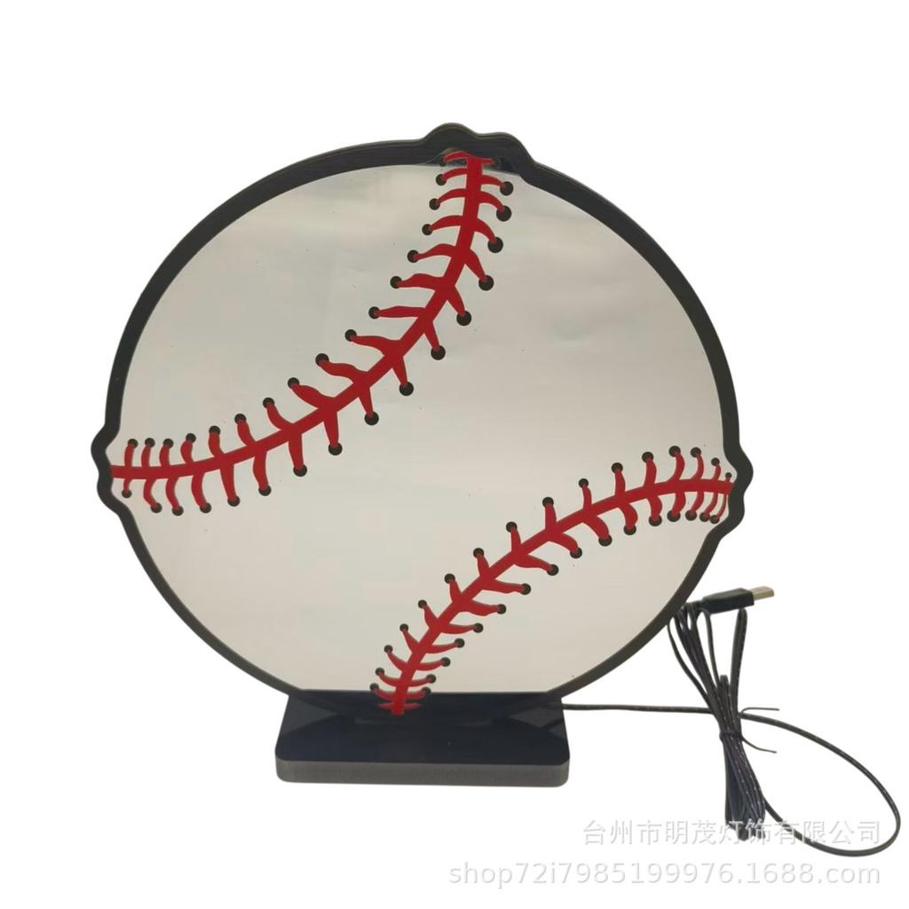 LED Baseball Infinity Mirror Neon Decor Light for Bedroom & Party