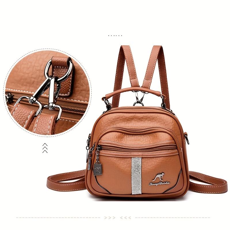 Dámský mini batoh a crossbody taška z PU, lehká, přeměnitelná kabelka s odnímatelným popruhem, mini cestovní taška