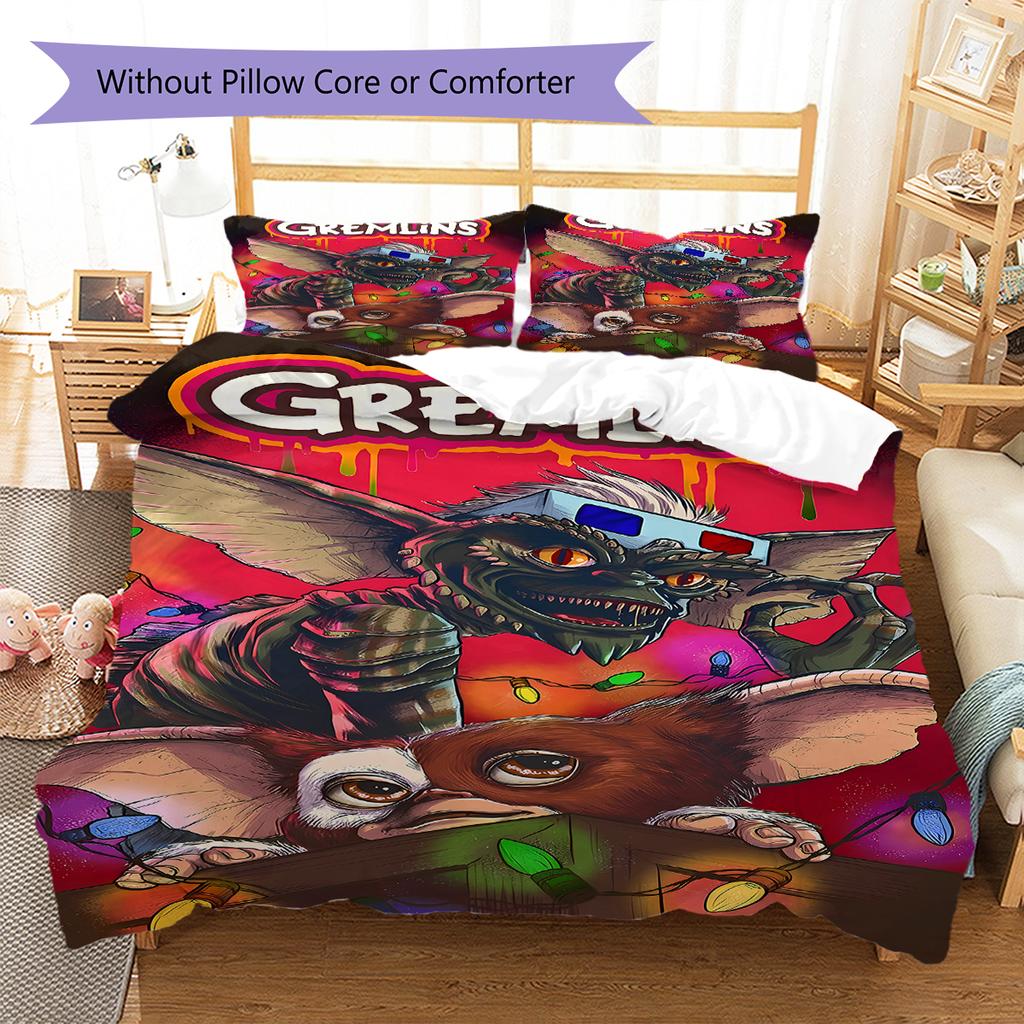 Gremlins Muster Bettwäsche, Steppbett Set Bettbezug Kissenbezug Zuhause Geburtstagsgeschenk (1 Bettbezug + 2 Kissenbezüge, ohne Füllung)
