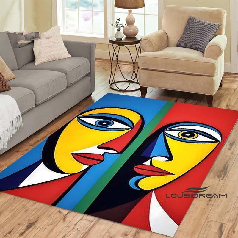 Customizable Picasso Style Painting Printed Carpet Fashion Non-slip Floor Mat Outdoor Door Mat Play Mat Birthday Gift