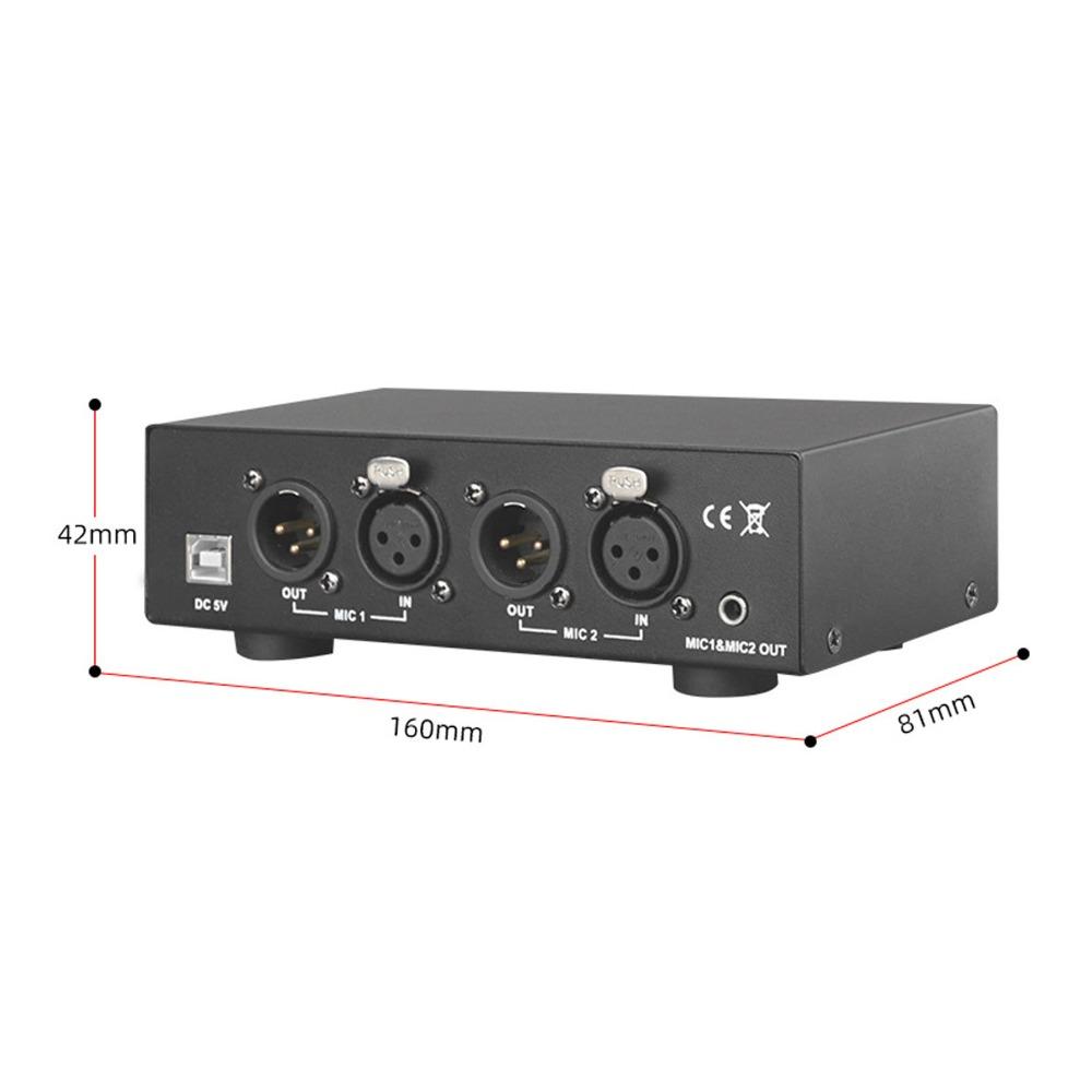 High Stability 48V Phantom Power Supply With XLR Cable 2 Channel For Condenser Microphone