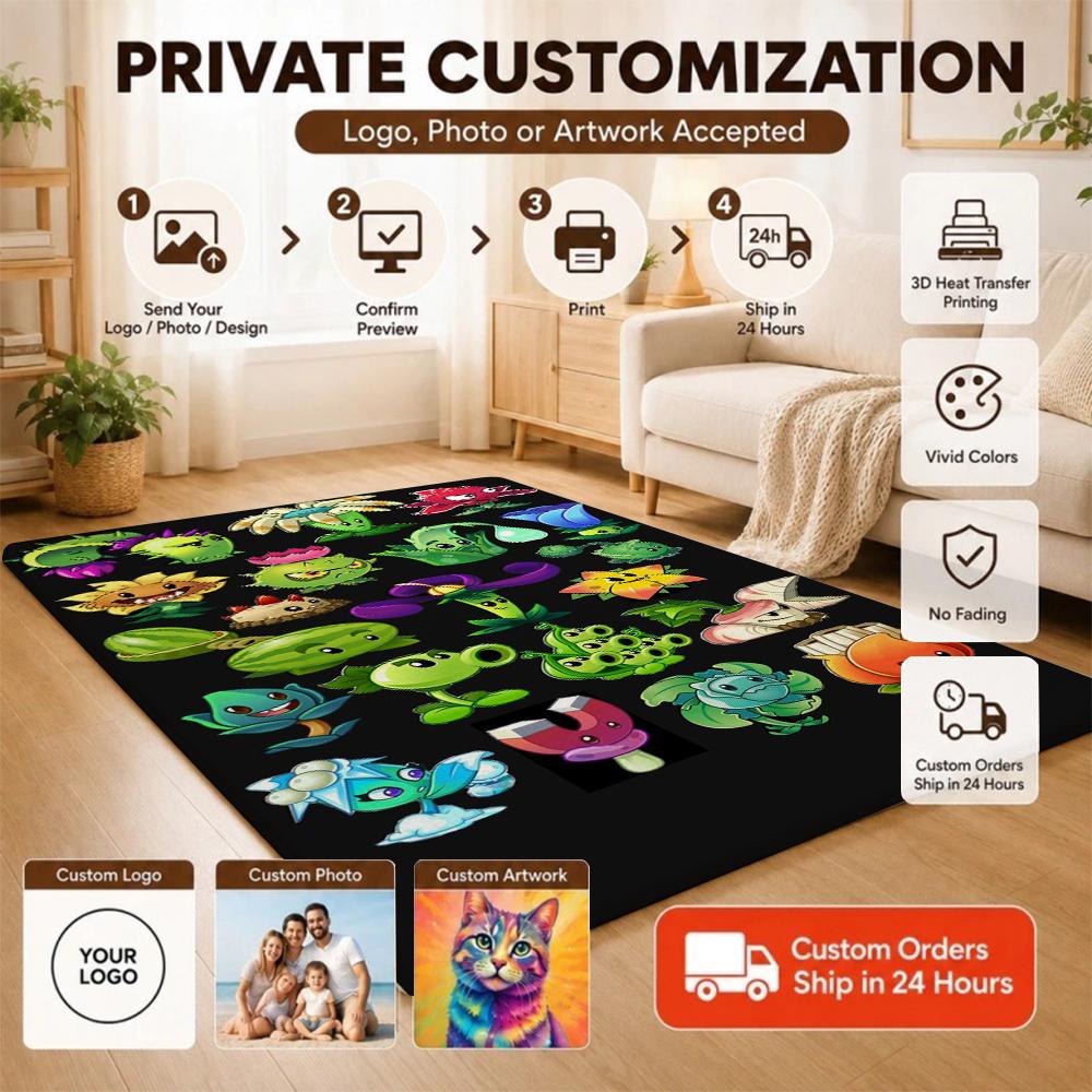 Plants Vs Zombies Carpet Living Room And Bedroom Mats Floor Mats Doormat Office Chair Cushion Room
