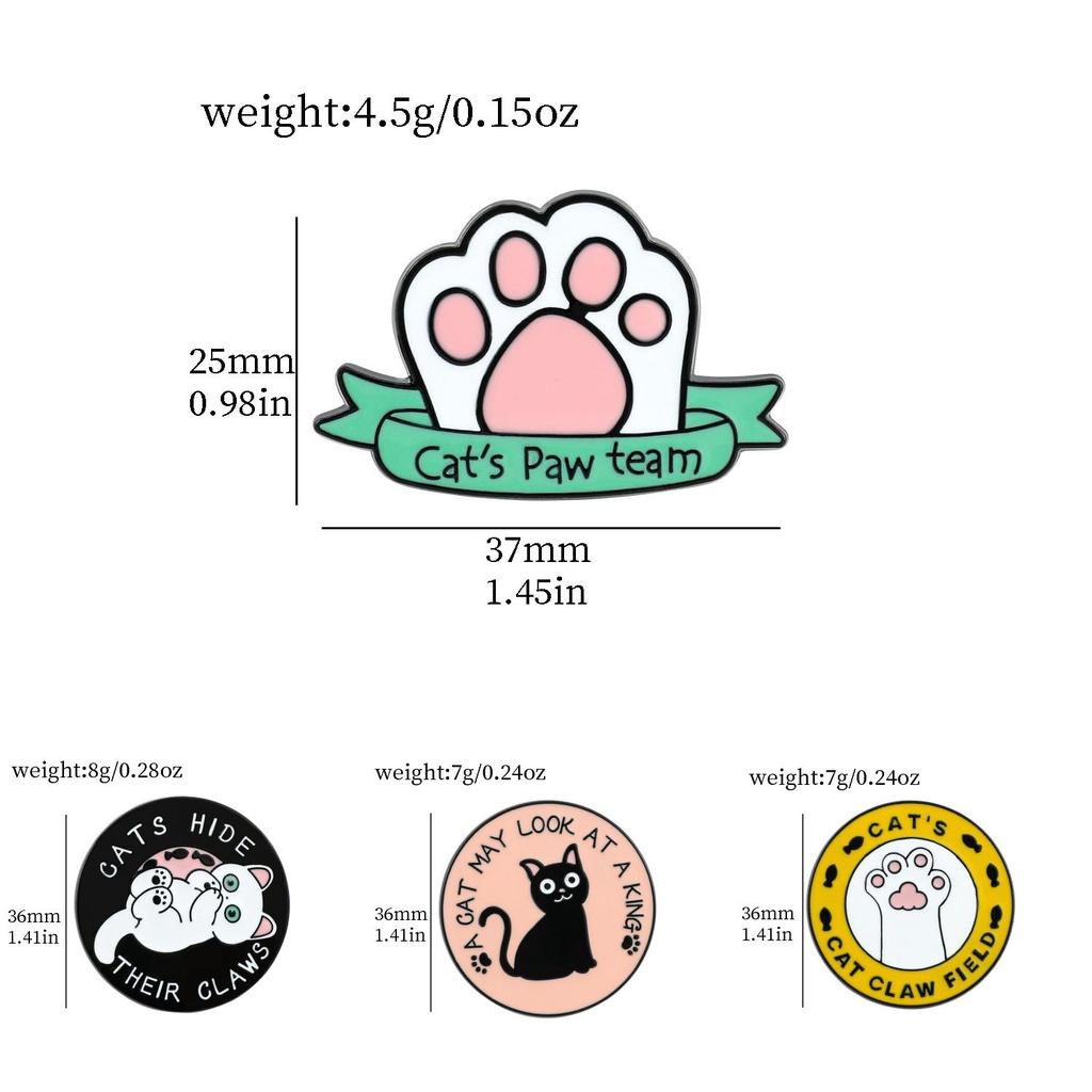 Cute Cat Paw Shaped Metal Badge Cartoon Animal Brooch For Decoration