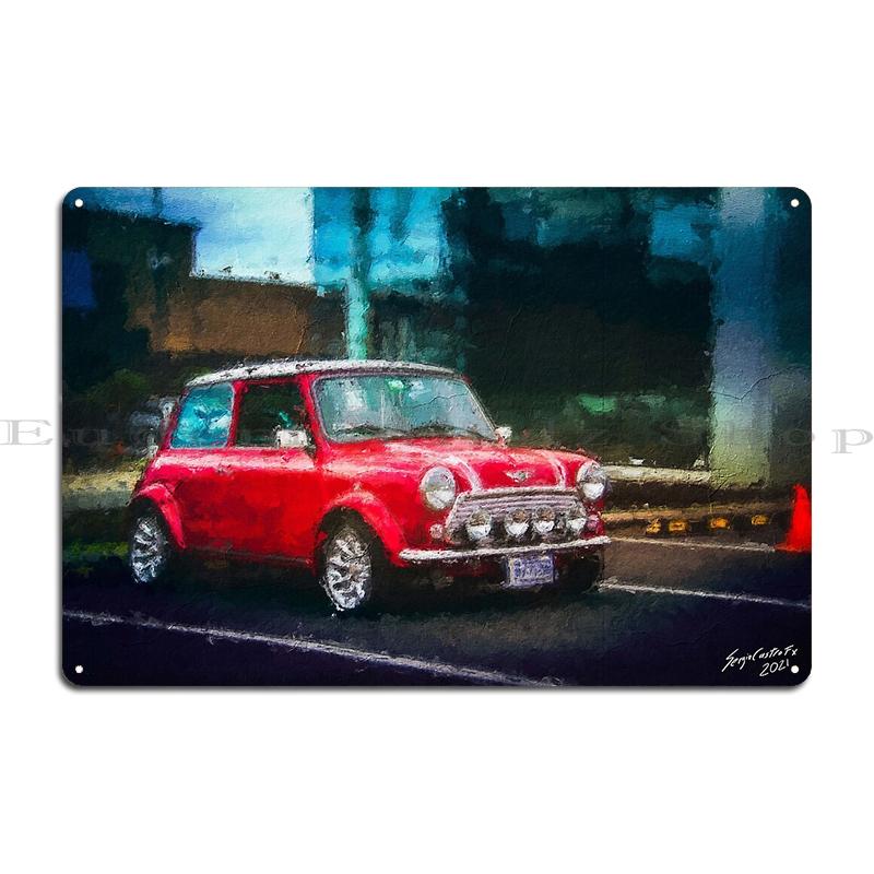 Red Austin Mini Moke Mini Rallycar Metal Plaque Wall Cave Printing Garage Decoration Pub Tin Sign Poster