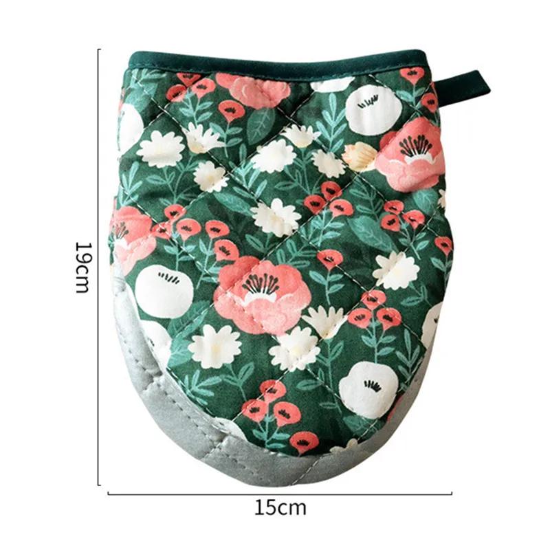 1 szt. Kwiatowa bawełniana rękawica kuchenna do pieczenia Odporna na ciepło w kształcie serca Klips do rąk Podkładka izolacyjna