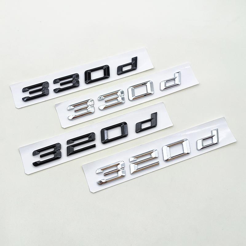 3D ABS Chrome Black Car Letters Logo 320d Sticker Rear Trunk Badge Emblem Decals For BMW 320d 330d E90 F30 G20 Accessories