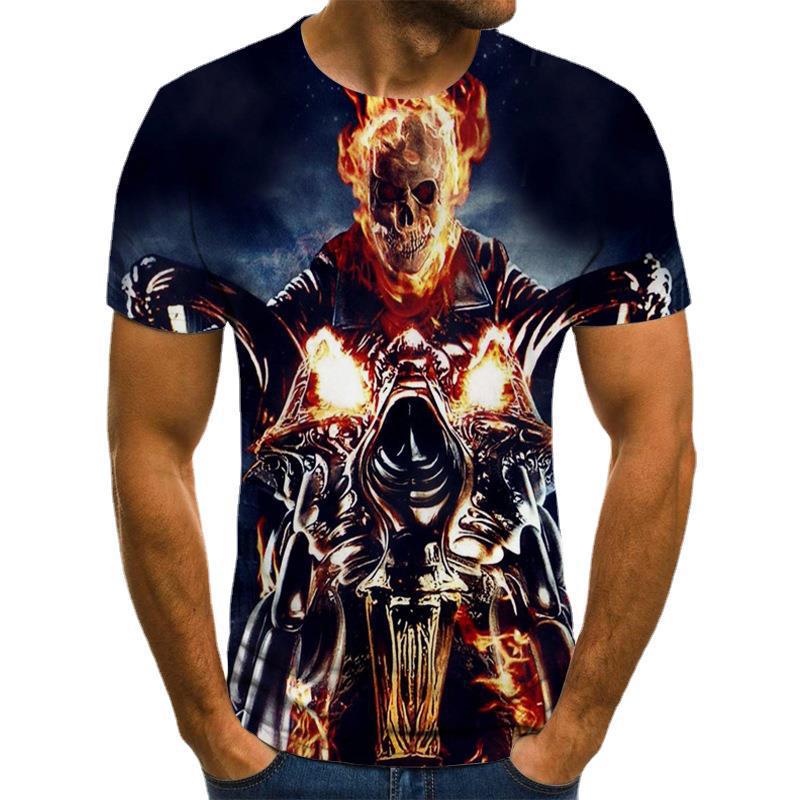 Summer Men's Trendy Casual Evil Knight Digital Printed 3D Short Sleeved T-shirt