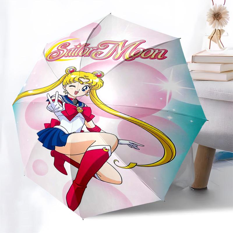 Sailor Moon, anime Themed Automatic Opening and Closing Umbrella, Compact Travel Umbrella, Lightweight and Portable, Suitable for Beach Comm