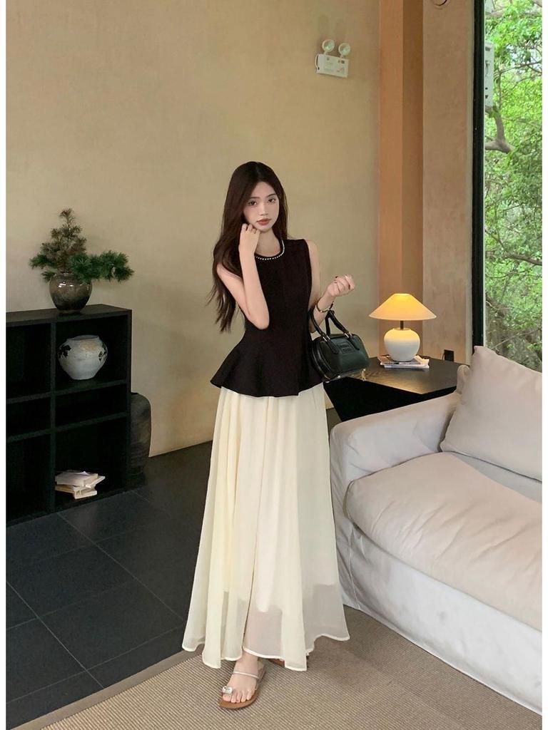 Korean-Style Elegant Summer Two-Piece Skirt Set