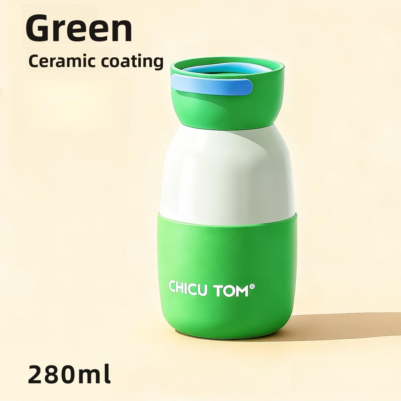 280ml Mini Insulated Water Bottle 316 Stainless Steel with Ceramic Coating Leakproof Thermal Cup for Travel Office Tumbler Mug 280ml