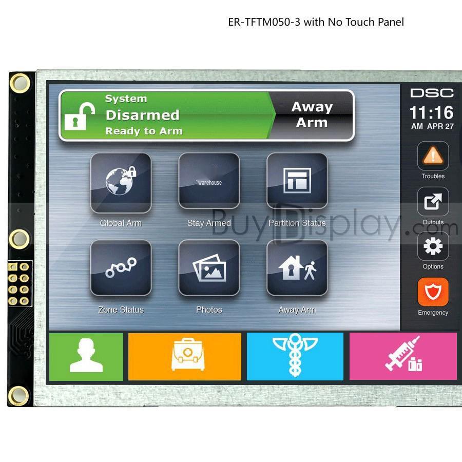 5" TFT LCD Color Display with RA8875 Controller, Serial Port, & Optional Touchscreen