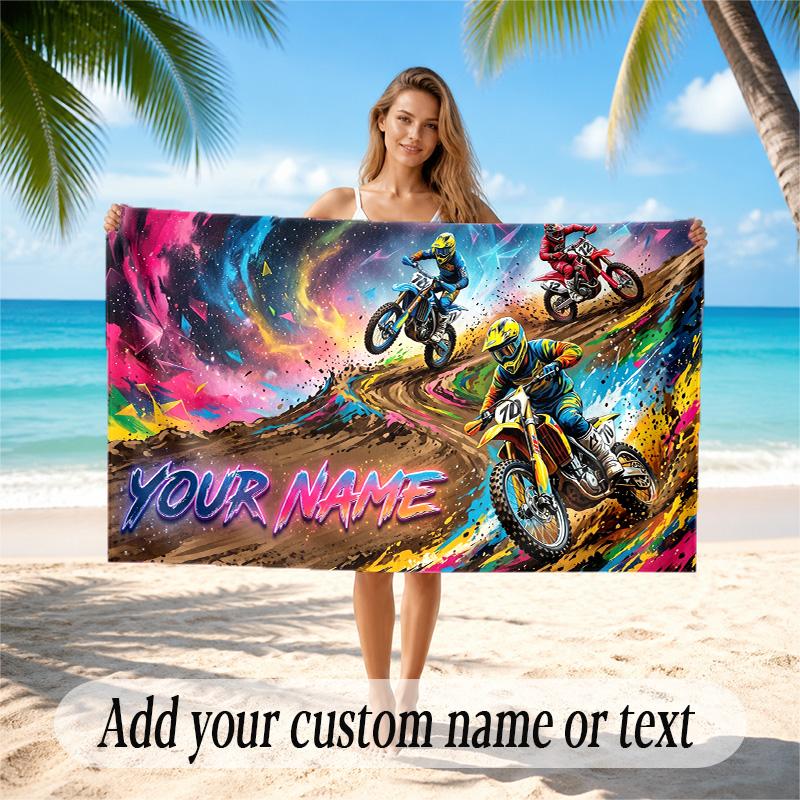 Fantasy Magic Theme Quick Dry Beach Towel Custom Name Text Print Large Sand Resistant Towel Beach Vacation