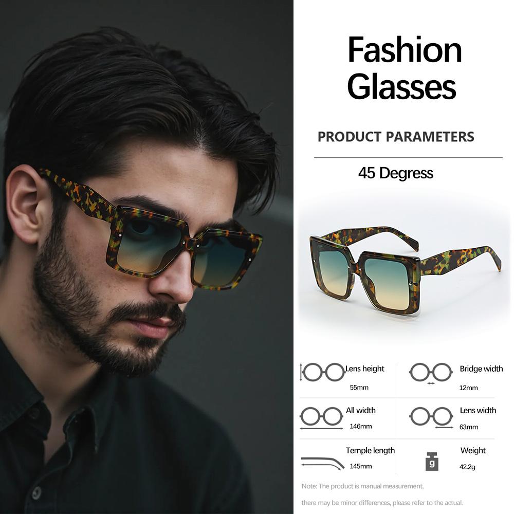 

Vintage High Square Sunglasses For Men Glass PC Material Minimalist Design for Spring Summer Versatile for Urban Commuting