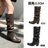 Retro American trouser boots pleated pile boots new women's boots detachable two wear Spice Girl western cowboy boots