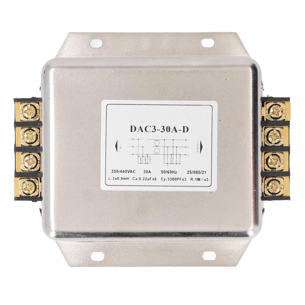 3 Phase 3 Wire Filter Terminal Block Power EMI Filter Noise Suppressor Filter AC250V 440V 50/60Hz