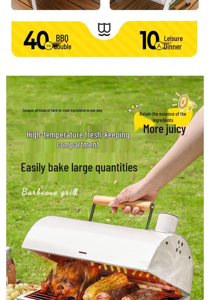 Smokeless Outdoor Double-Sided Portable BBQ Grill and Chimney Stove