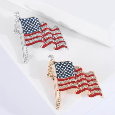 Creative Fashion Enamel Rhinestone American Flag Brooch Personality Creative Men'S And Women'S Clothing Corsage Ornament Pin