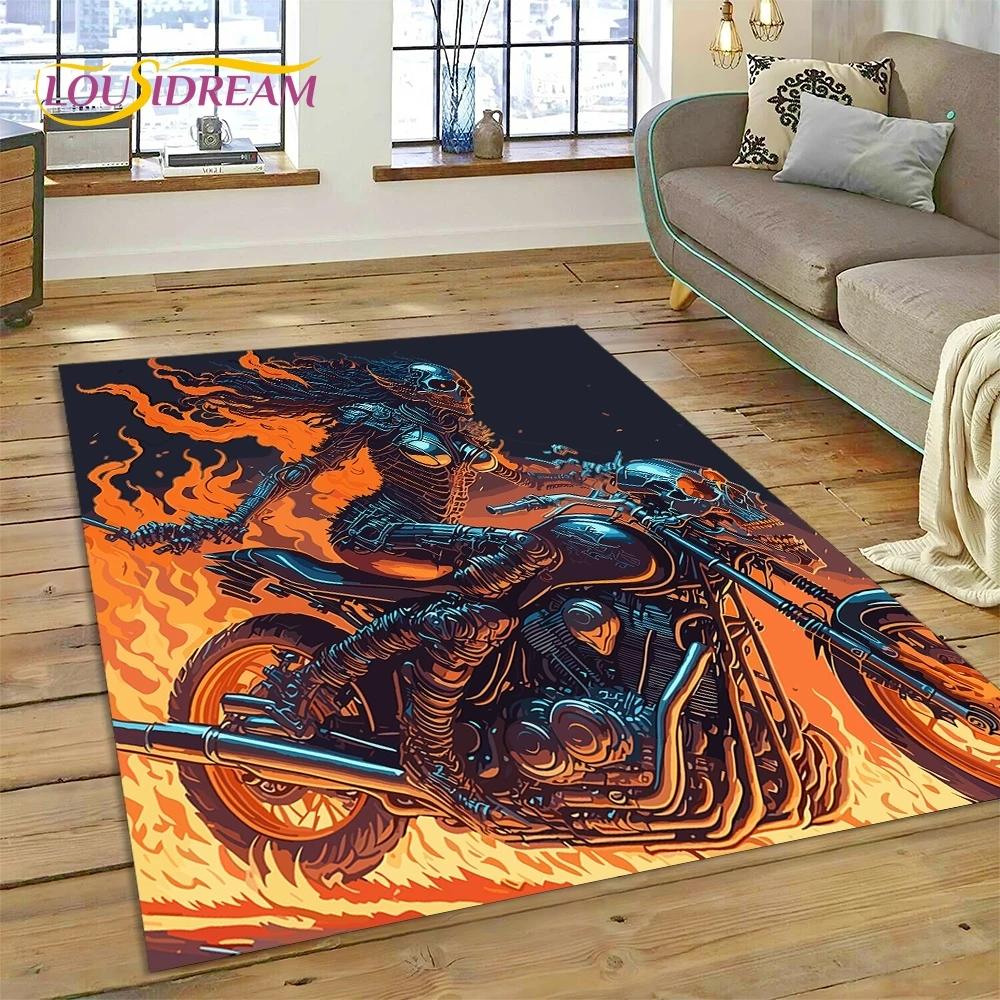 Motocross Modern retro Motorcycle Rug Carpet for Living Room Bedroom Home Decor,Floor Mat Non-slip Decoration for Sofa Doormat