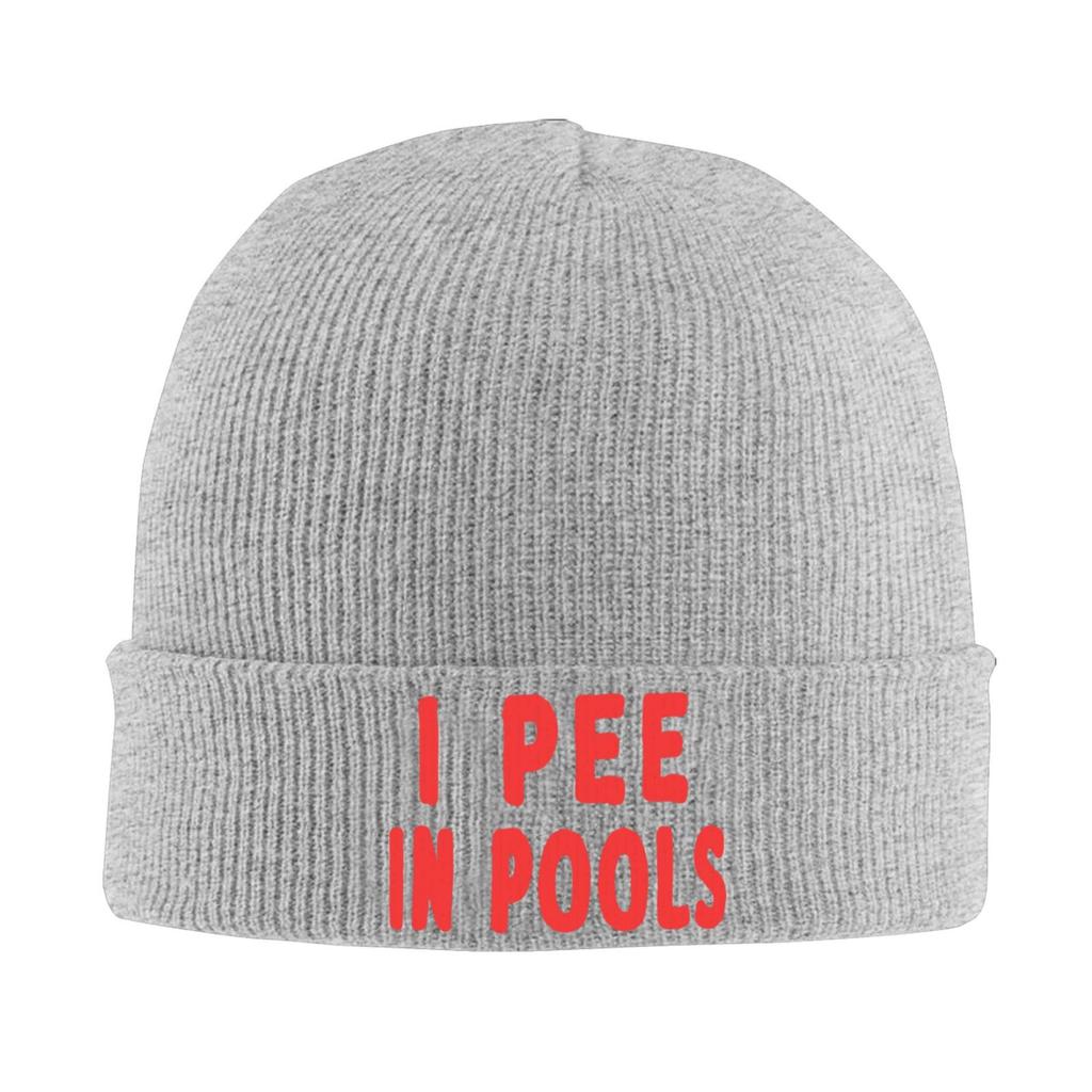 I PEE IN POOLS Warm Knitted Cap Autumn Winter Outdoor Beanies Hats for Unisex Skull Knitted Hat