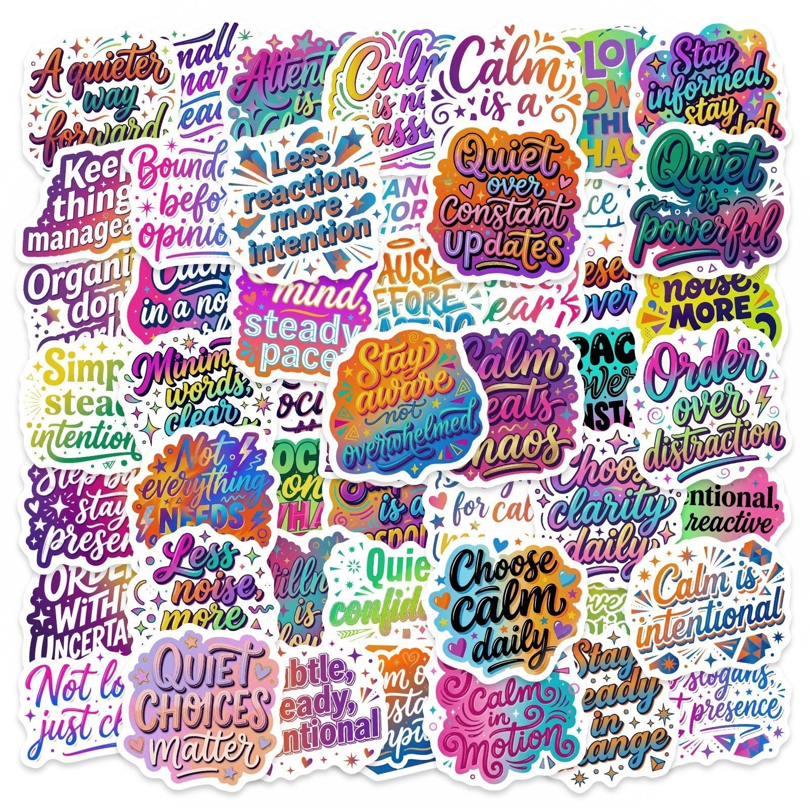 

50 Sober Order Text-On-Video Colorful Inspirational Motto Decorative Water Cup Hand Account Pp Sticker