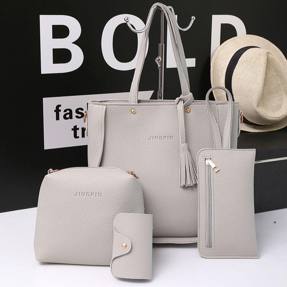 4Pcs Ladies Handbags Female Pu Leather Shoulder Messenger Bags Women Composite Bags Tote Bag Bolsa Feminina Crossbody Bag