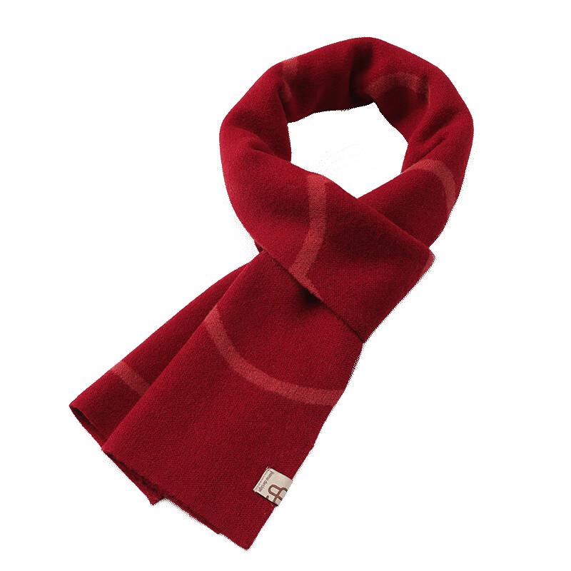 JIUMU Women's Pure Wool Red Scarf
