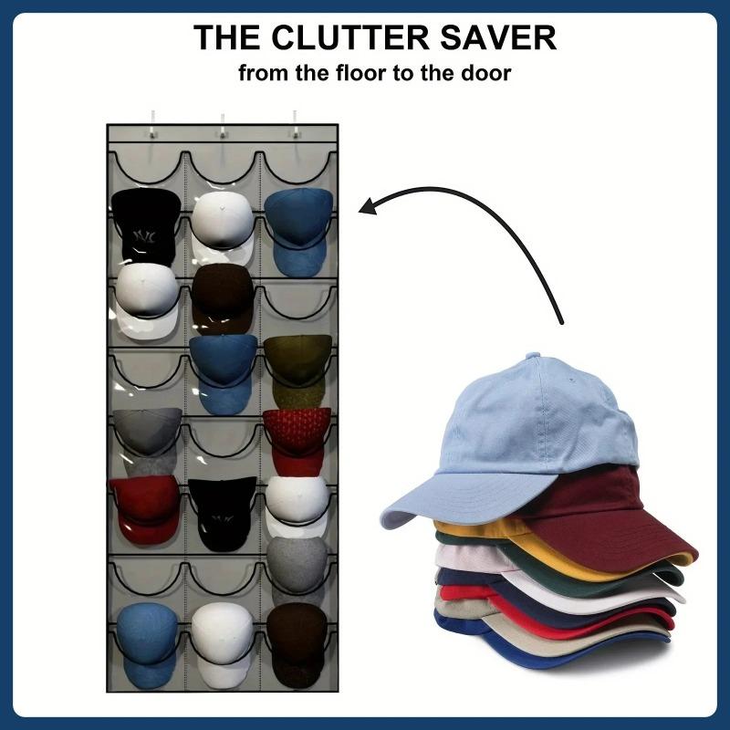 Premium 24-Pocket Over-the-Door Baseball Cap Organizer - Dustproof Space-Saving Hat Storage & Display Rack