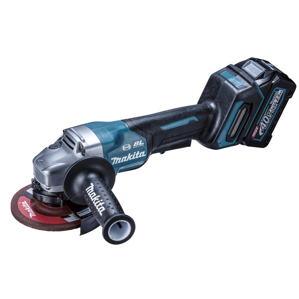 Makita 40Vmax 125mm Cordless Angle Grinder with and Case 2.5Ah Battery, Charger, (GA010GRDX)