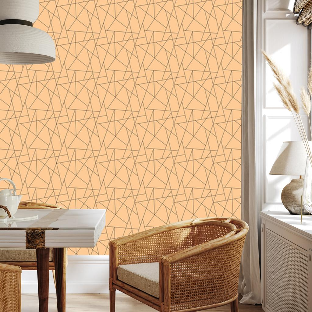Geometric Pattern Wallpaper Cream and Gold for Living Room and Bedroom 50x1000